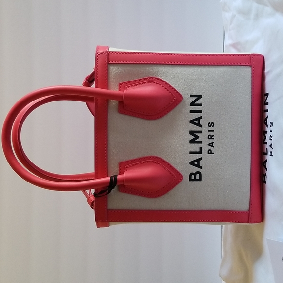 Balmain B-Army 24 Canvas Logo Shopper Crossbody Bag Natural Pink - Picture 4 of 13